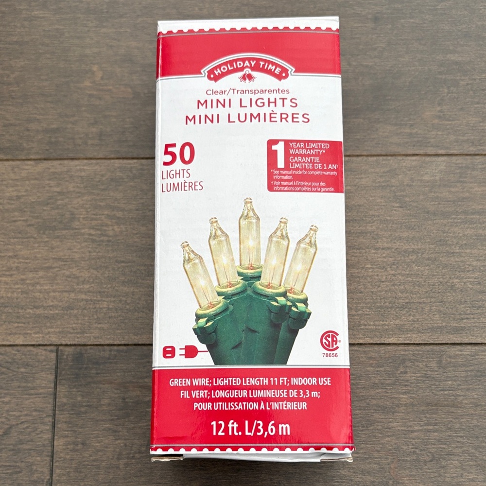 HOLIDAY TIME Indoor Clear Mini String Lights, Green Wire Christmas Holiday Decor